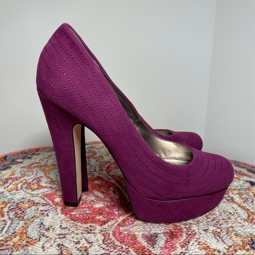 Fuchsia Microfiber Platform With Semi Block Heel - Picture 2 of 6
